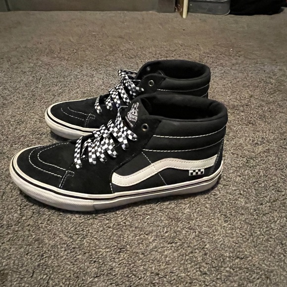 Black and White Vans Sk8 High-Top Sneakers - Picture 4 of 10